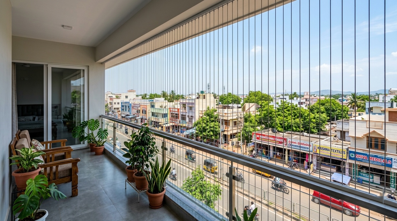 Santhapet Established Zone - Invisible Safety Grill Installation in Ongole