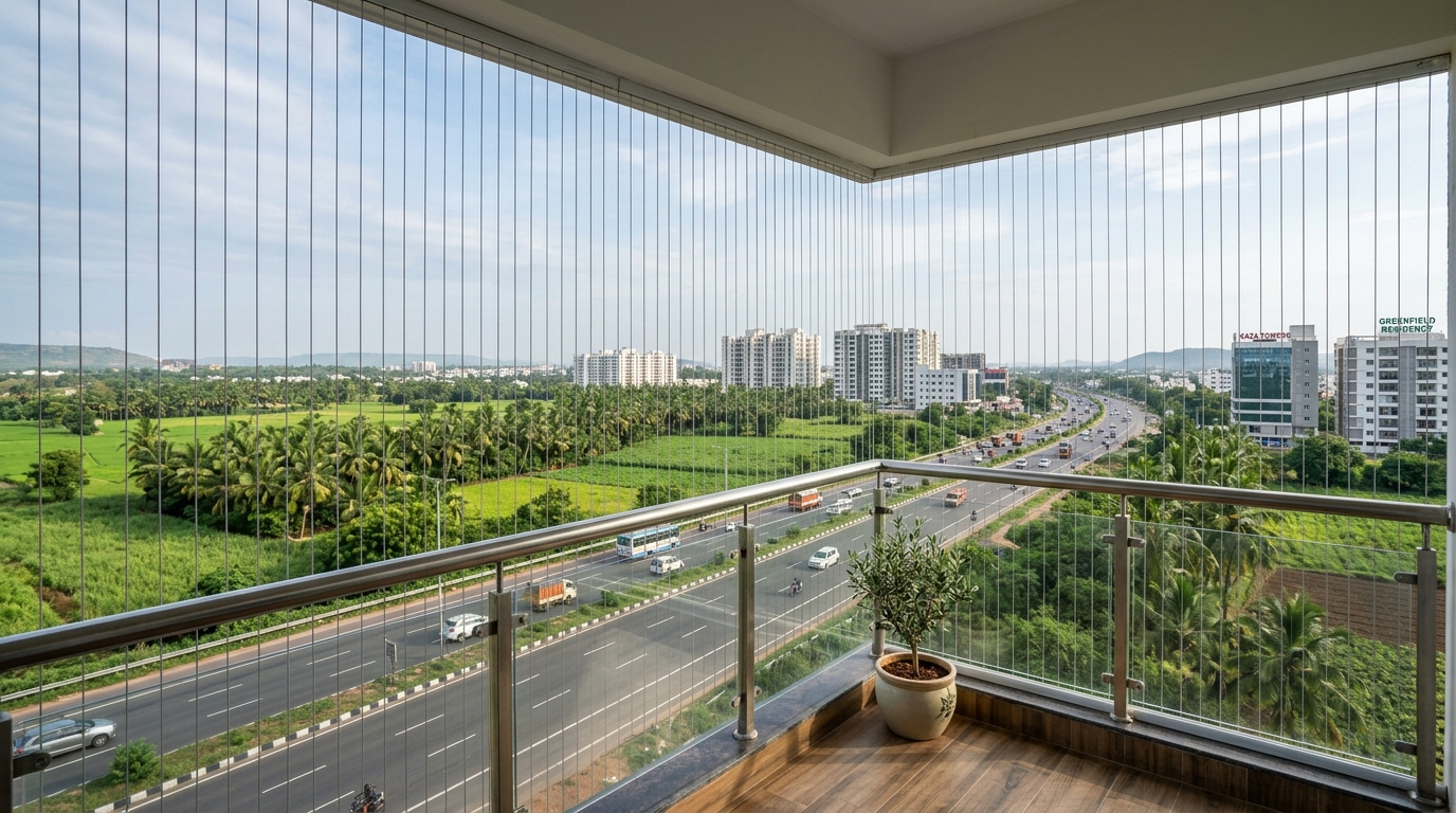 Kaza Growth Corridor - Invisible Safety Grill Installation in Guntur